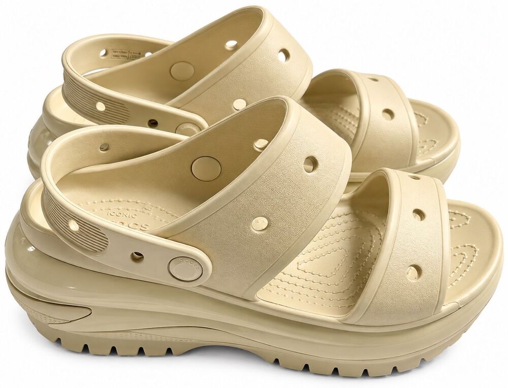 Crocs Mega Crush Bone Off White Platform Sandals Size Men’s 7 Women’s 9